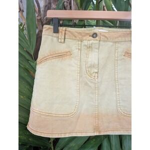 denim mini skirt S mango ombre beige diesel style motomami biker y2k faded